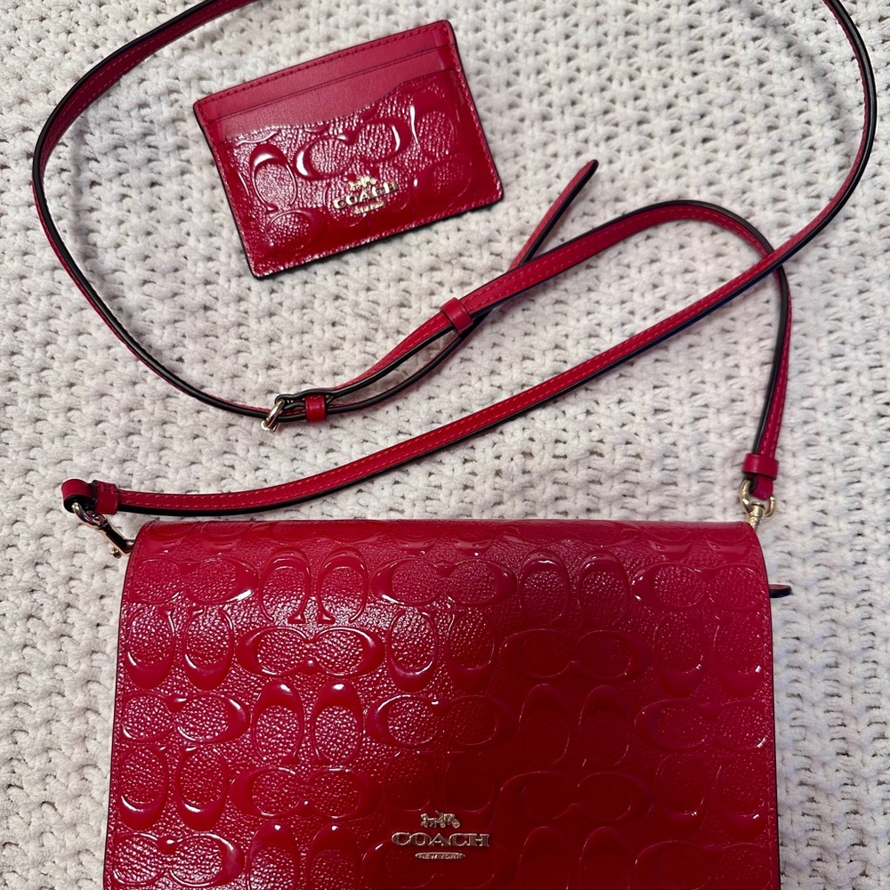 Anna Foldover Leather Crossbody and Card Case Set